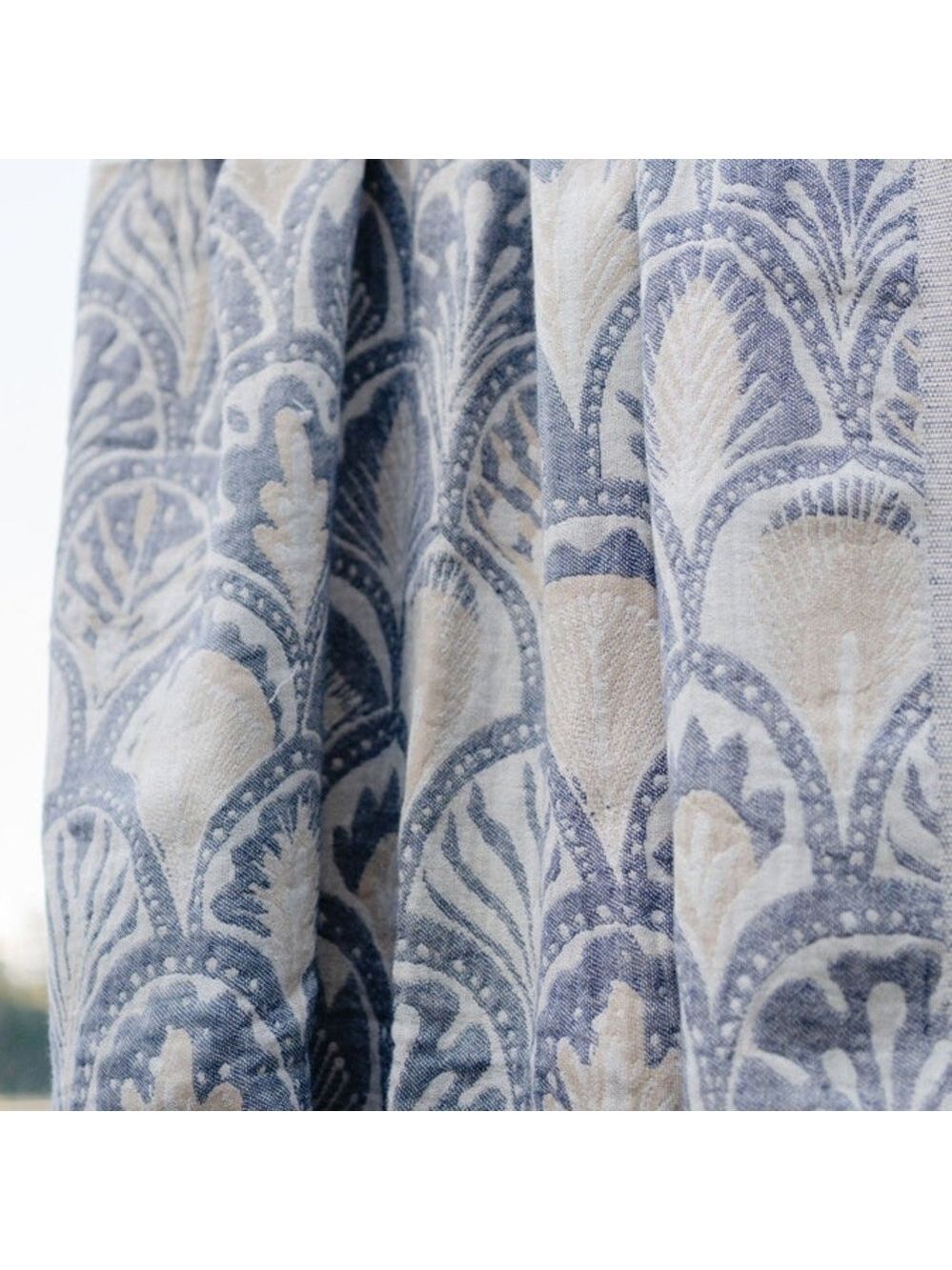 Succulents in Blue Woven Organic Cotton 2-in-1 Wrap Scarf Anthropologie Swim - Picture 9 of 15